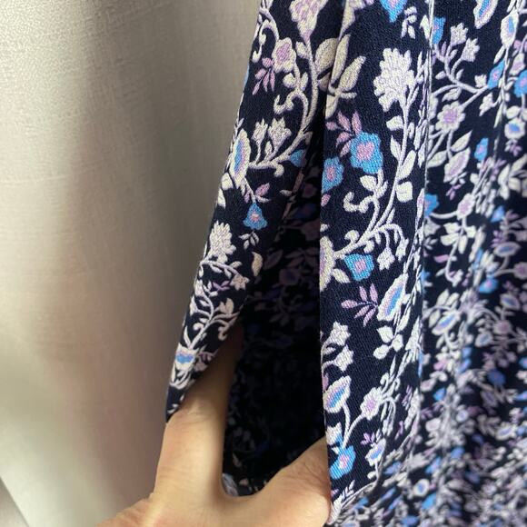 Lane Bryant Blue&Purple Floral V Neck Waist Knot Jersey Maxi Dress Sz.26/28 - Picture 9 of 15